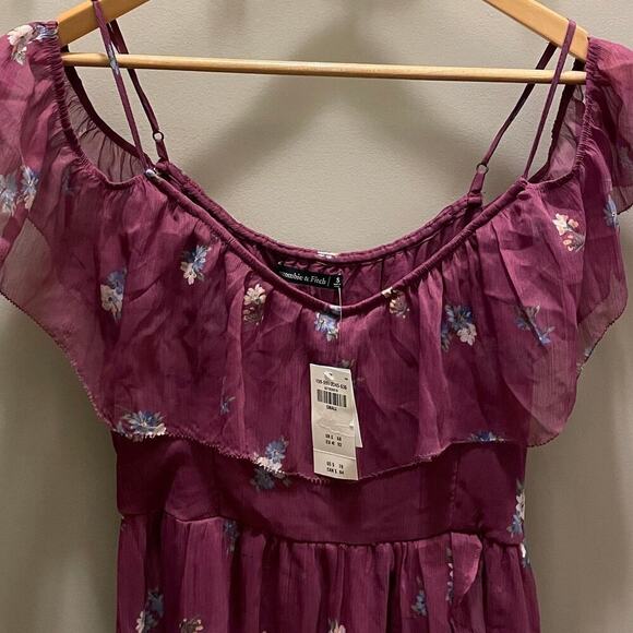 Abercrombie & Fitch S Floral Maxi Dress | High-Low Hem, Off-Shoulder, NWT - Picture 10 of 11